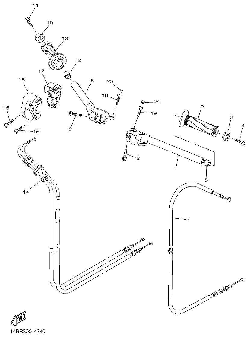 Yamaha R1 STEERING HANDLE & CABLE parts diagram