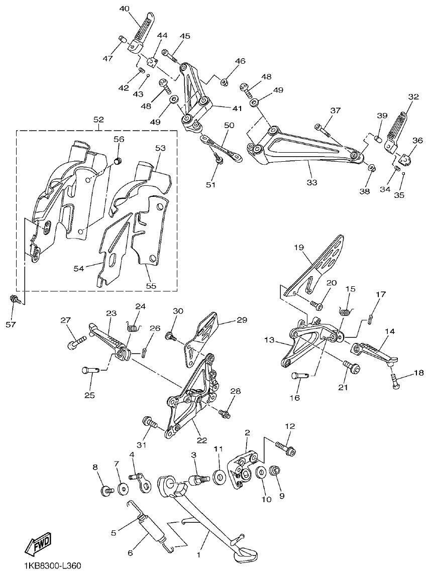 Yamaha R1 STAND & FOOTREST parts diagram