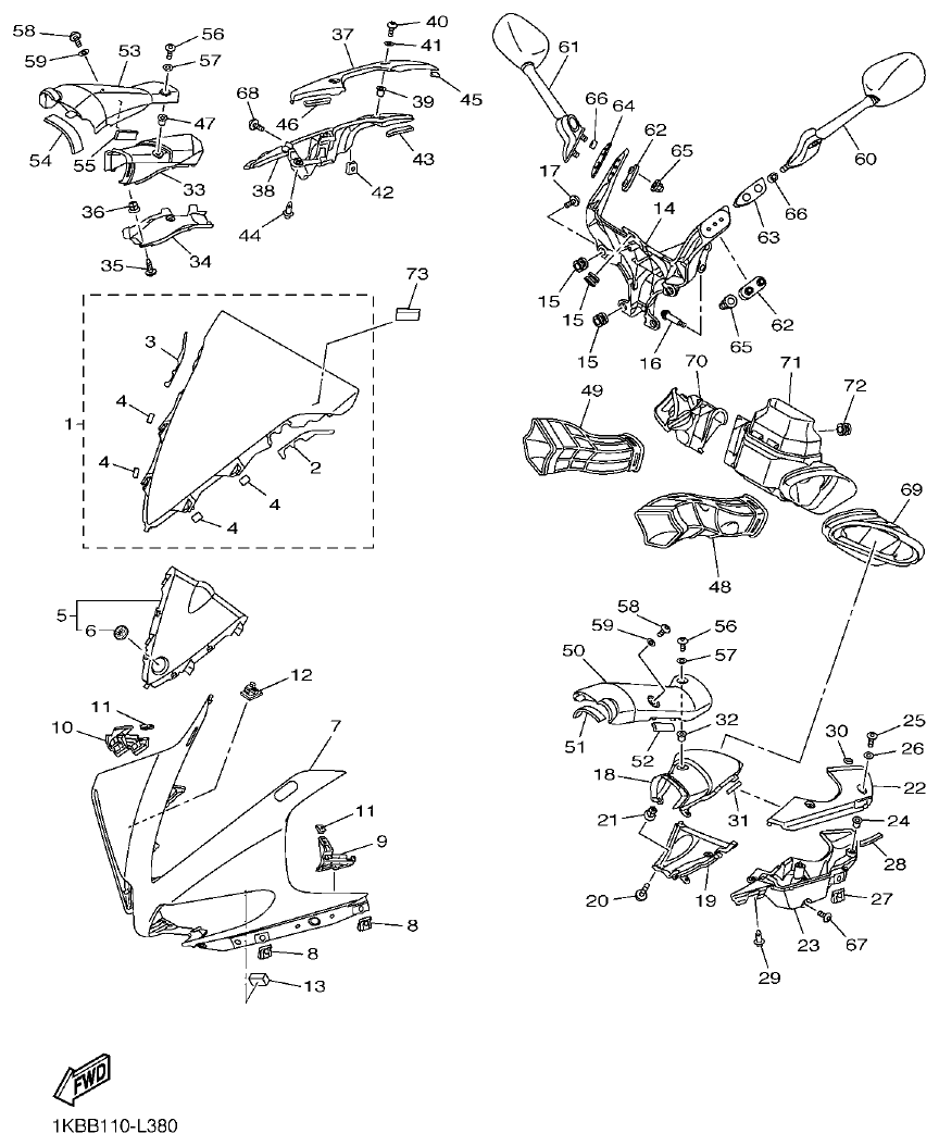 Yamaha R1 COWLING 1 parts diagram