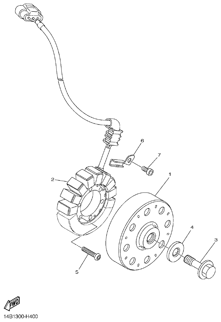 Yamaha R1 GENERATOR parts diagram