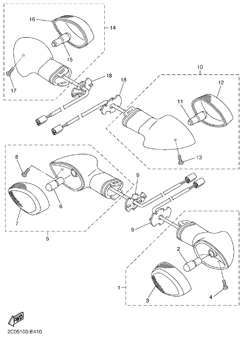 Yamaha R1 FLASHER LIGHT parts diagram