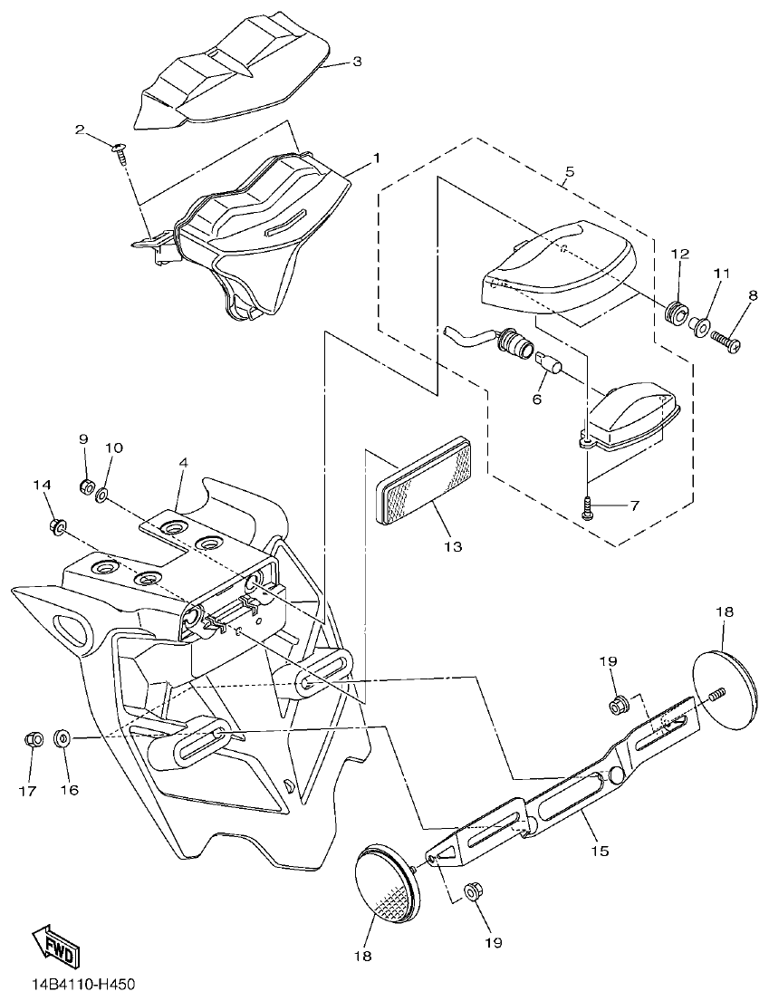 Yamaha R1 TAILLIGHT parts diagram