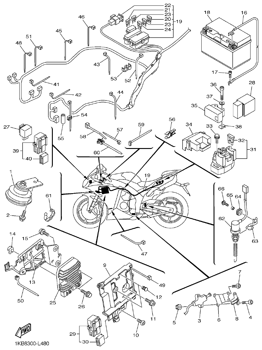 Yamaha R1 ELECTRICAL 2 parts diagram