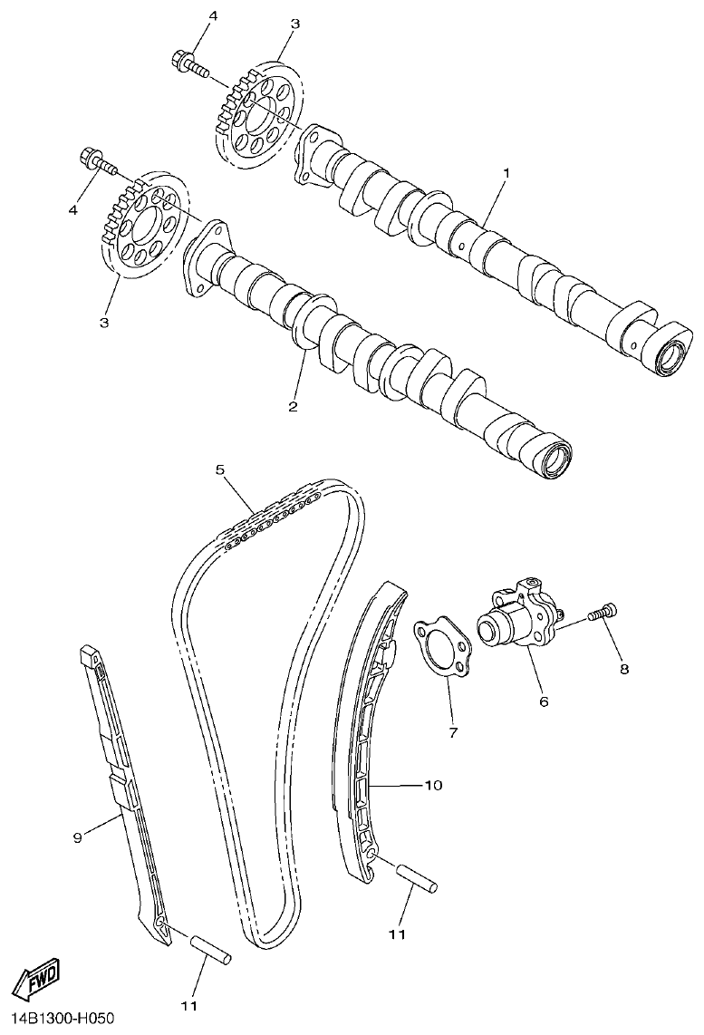 Yamaha R1 CAMSHAFT & CHAIN parts diagram