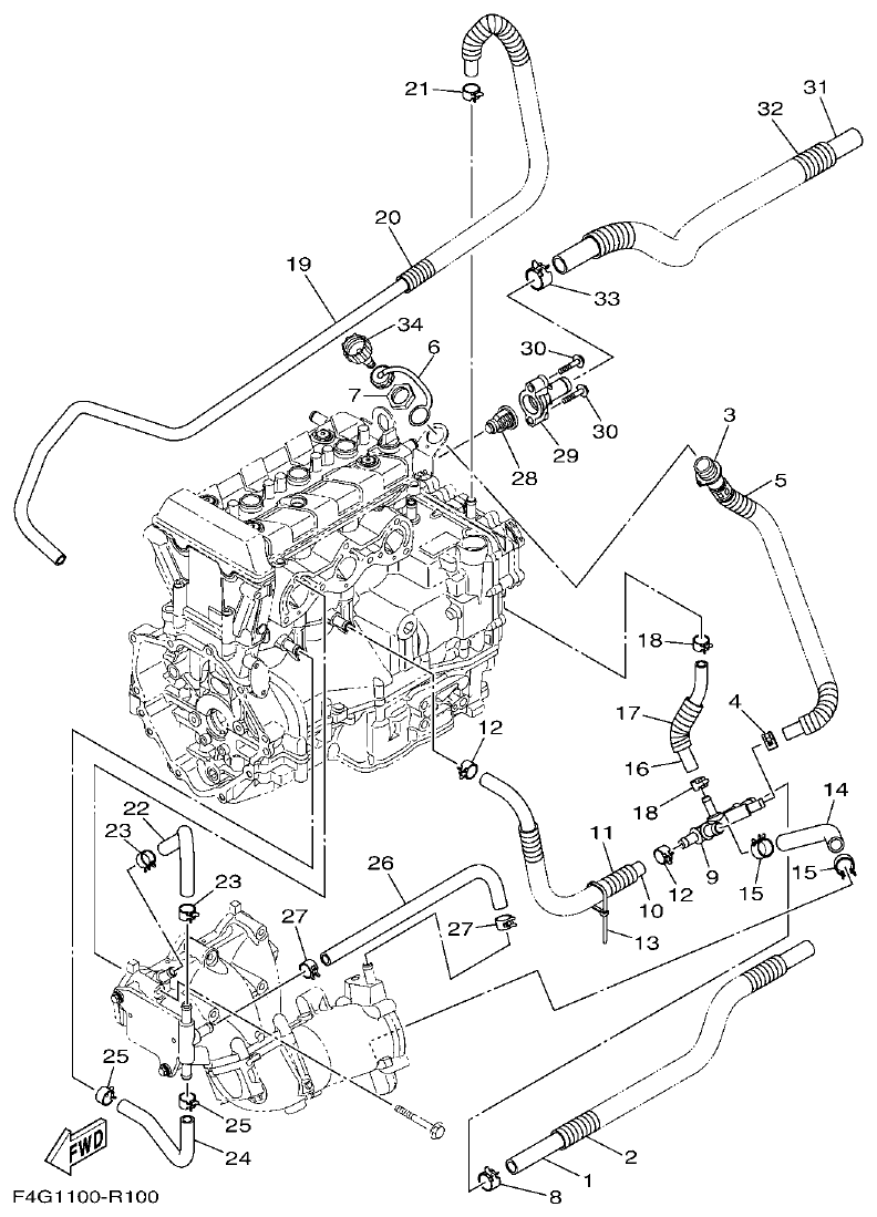 Yamaha VX1050 EXHAUST 2 parts diagram