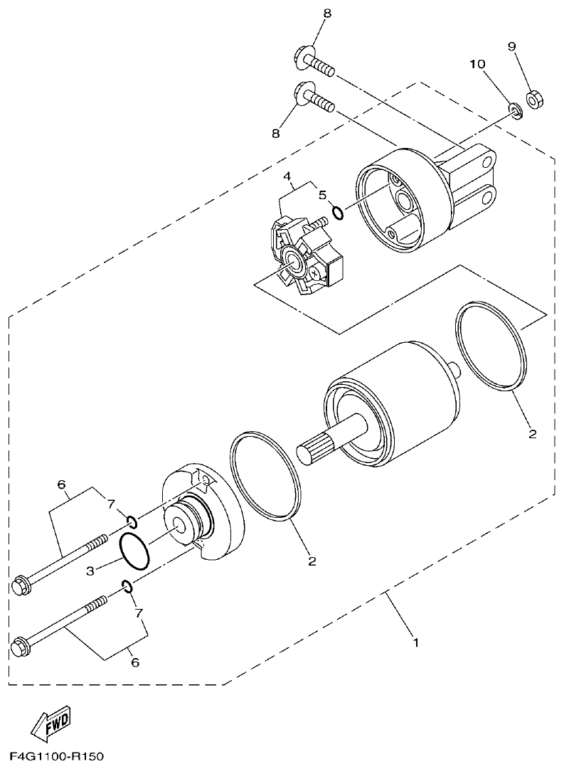Yamaha VX1050 STARTING MOTOR parts diagram
