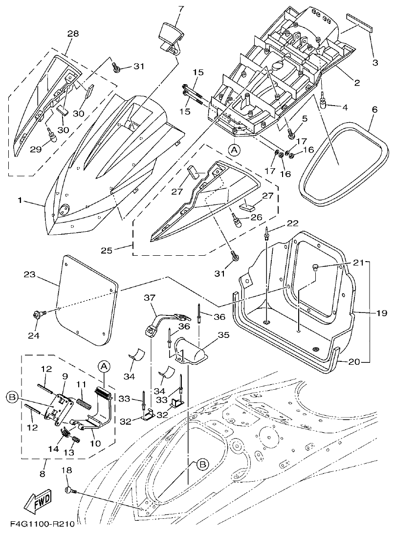 Yamaha VX1050 ENGINE HATCH 2 parts diagram