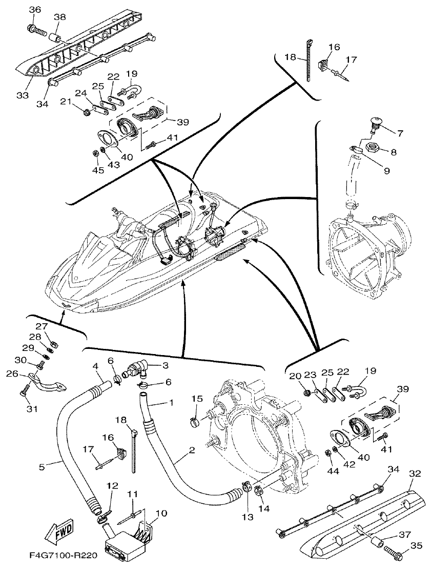 Yamaha VX1050 HULL & DECK parts diagram