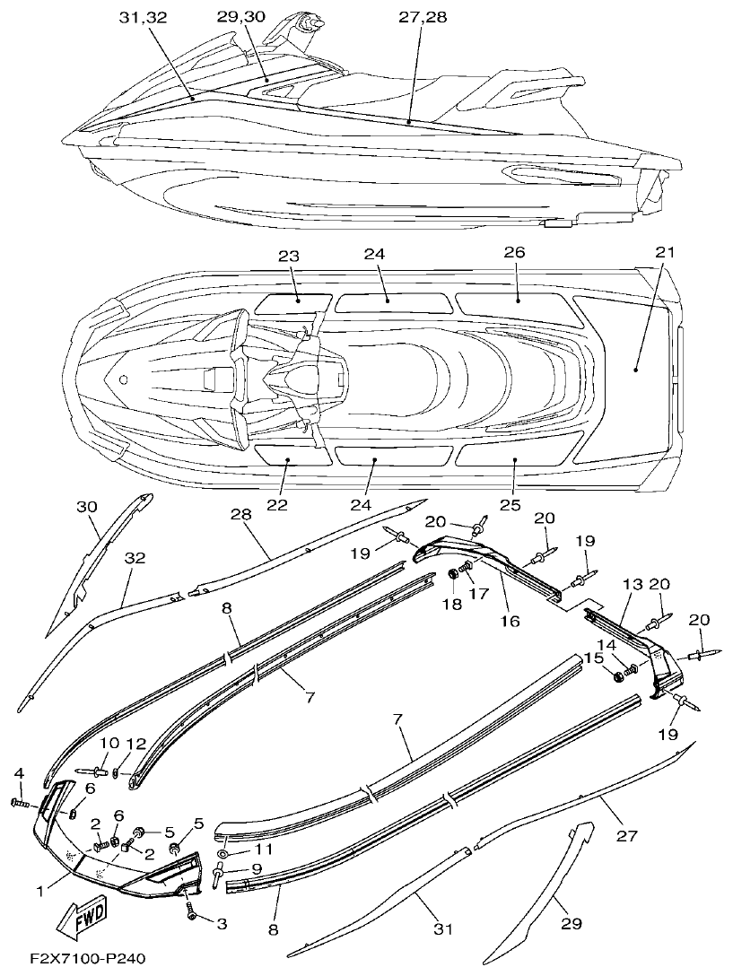 Yamaha VX1050 GUNWALE & MAT parts diagram