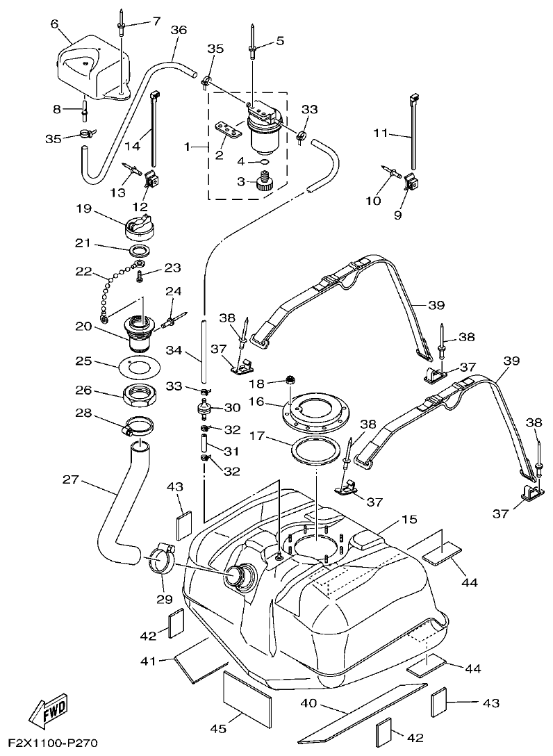 Yamaha VX1050 FUEL TANK parts diagram