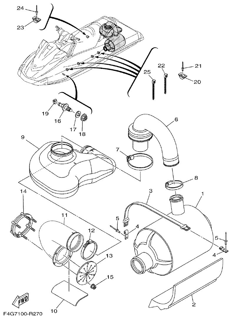 Yamaha VX1050 EXHAUST 3 parts diagram