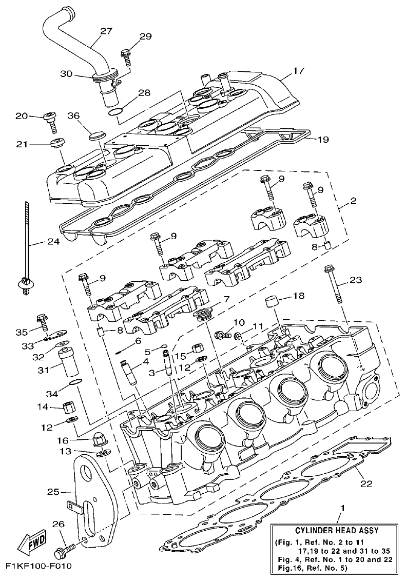 Yamaha F1KW CYLINDER parts diagram