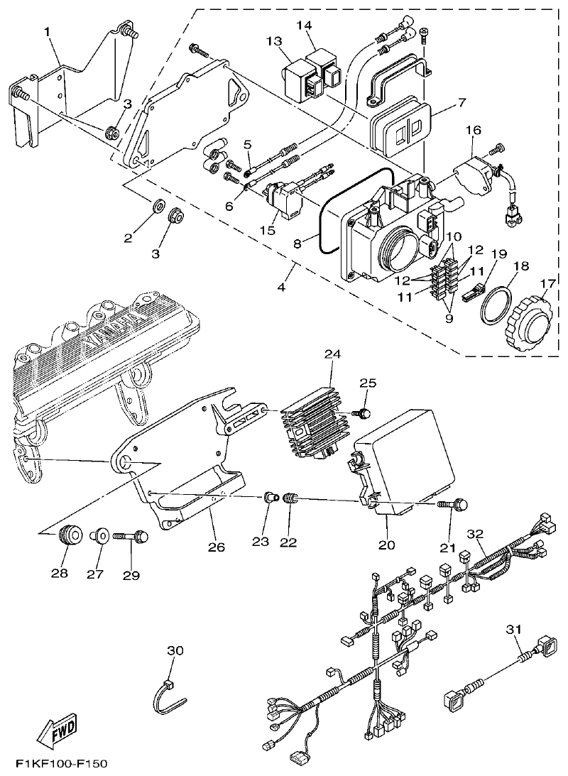 Yamaha F1KW ELECTRICAL 1 parts diagram