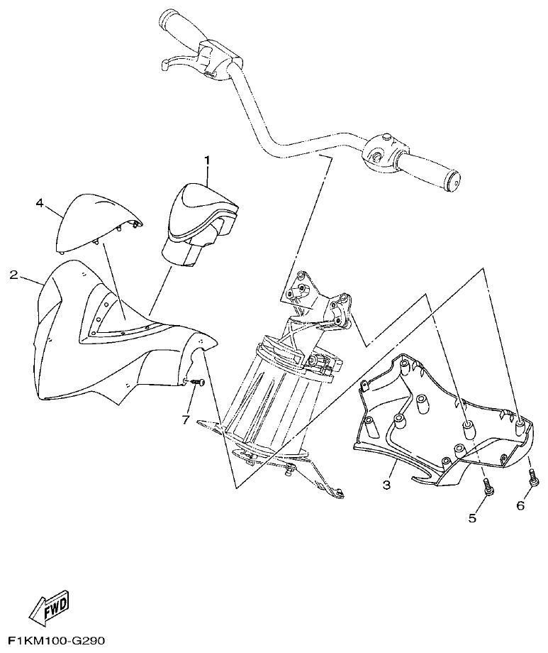 Yamaha F1KW STEERING 2 parts diagram