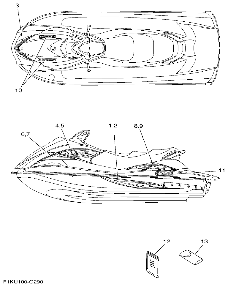 Yamaha F1KW GRAPHICS parts diagram