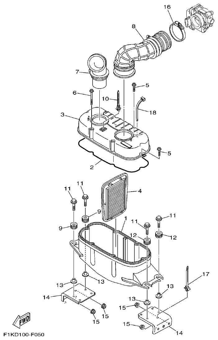 Yamaha F1KW INTAKE parts diagram