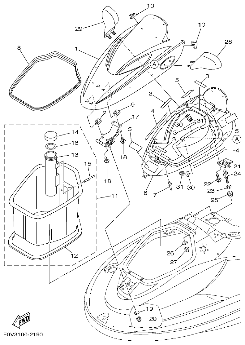 Yamaha XA800A-A ENGINE HATCH 2 parts diagram