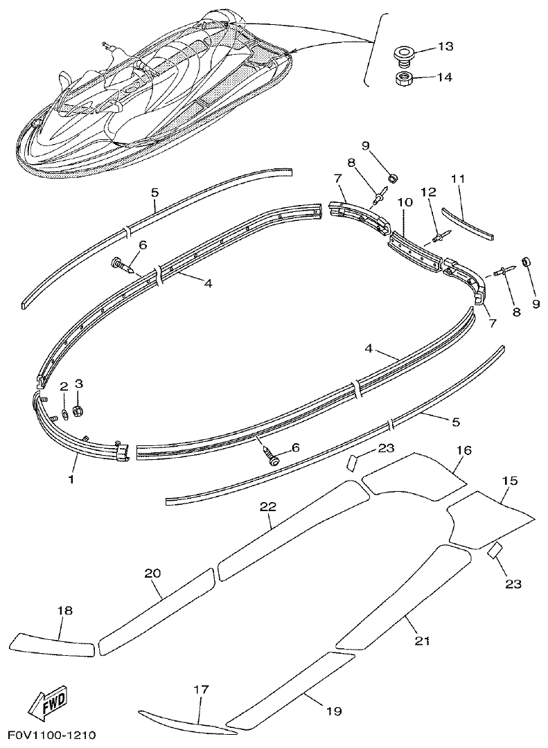 Yamaha XA800A-A GUNWALE. MAT parts diagram