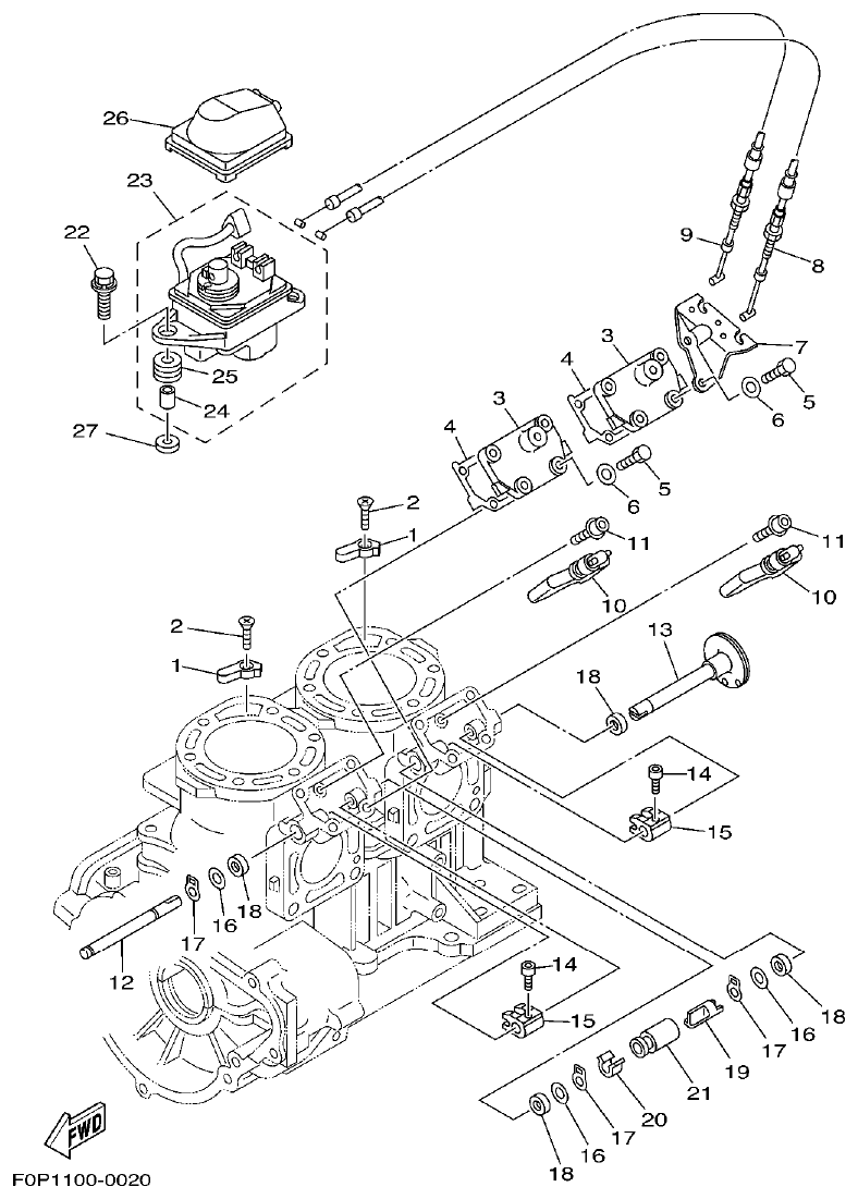 Yamaha XA800A-A CYLINDER. CRANKCASE 2 parts diagram