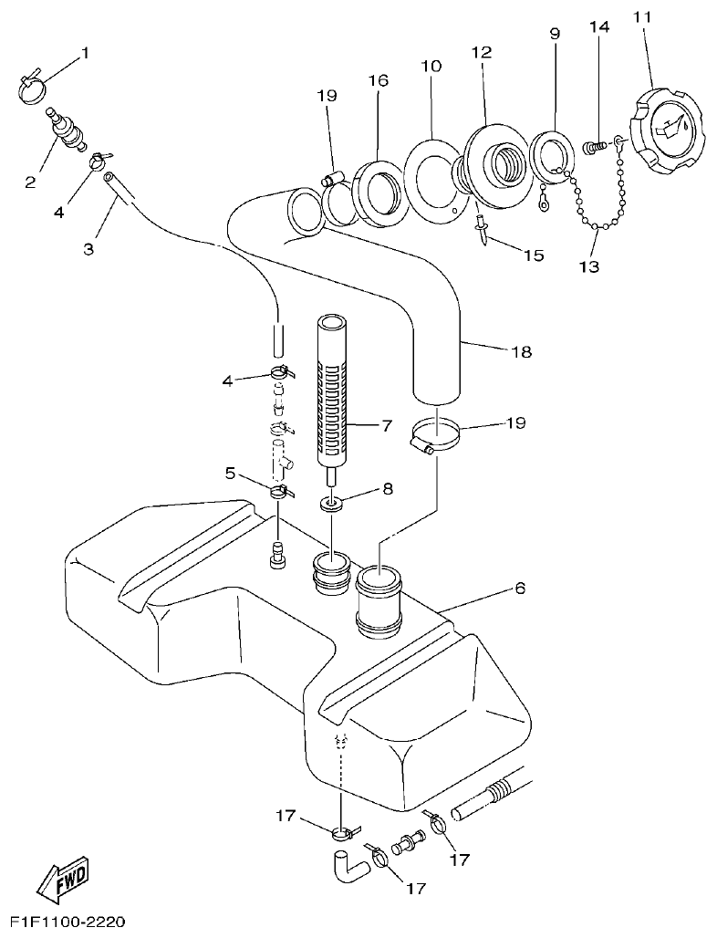 Yamaha XA800A-A OIL TANK parts diagram