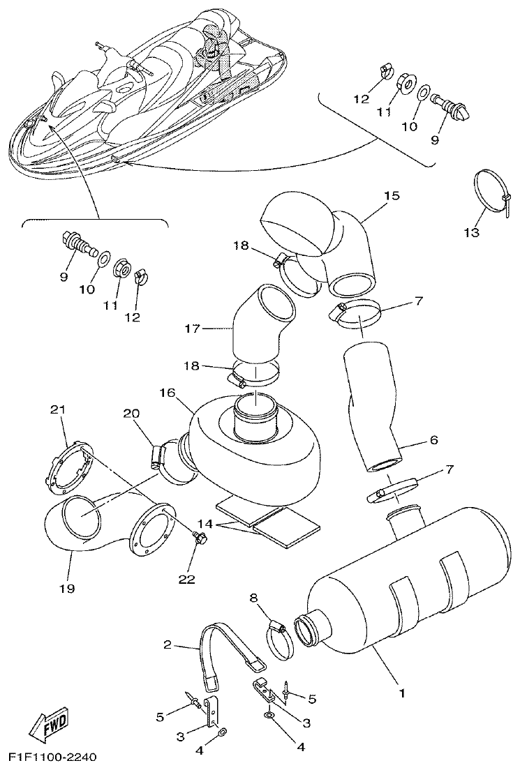 Yamaha XA800A-A EXHAUST 2 parts diagram
