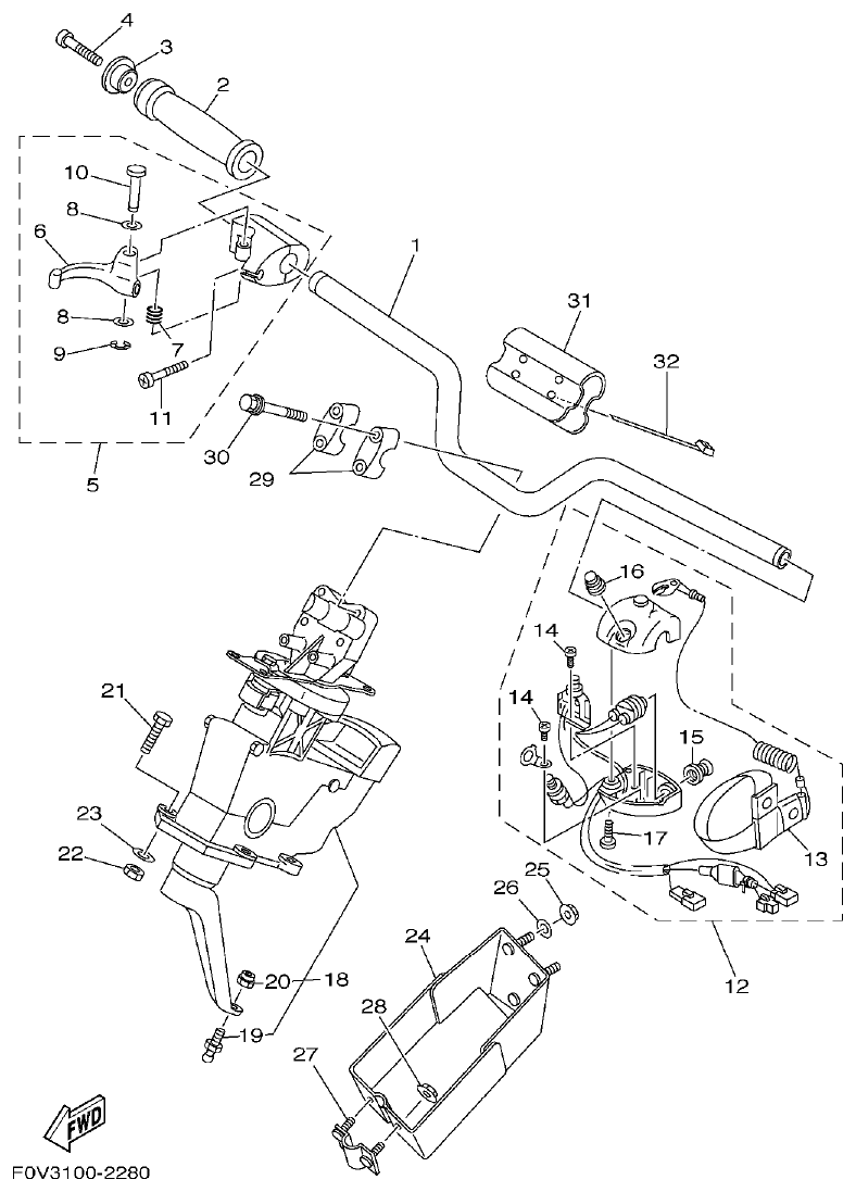 Yamaha XA800A-A STEERING 1 parts diagram