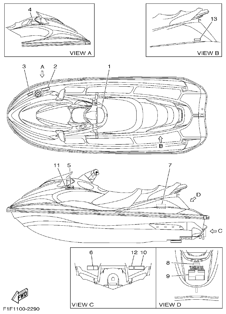 Yamaha XA800A-A IMPORTANT LABELS parts diagram