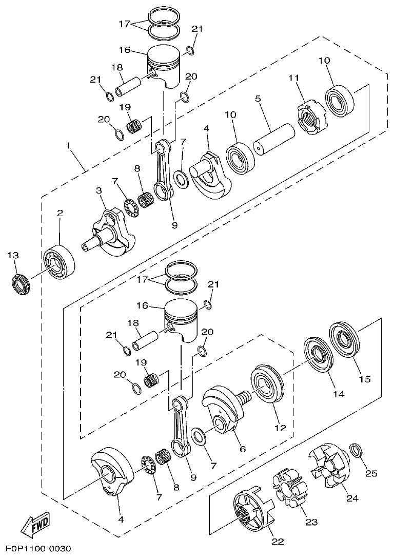 Yamaha XA800A-A CRANKSHAFT. PISTON parts diagram