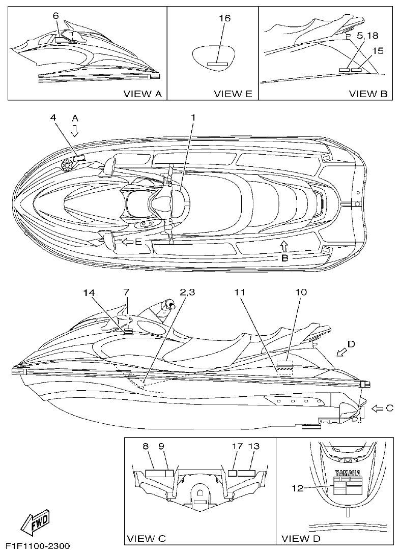 Yamaha XA800A-A IMPORTANT LABELS 2 parts diagram
