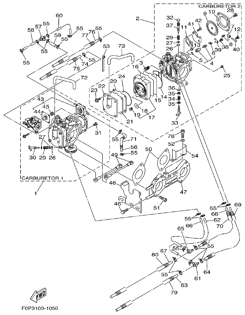 Yamaha XA800A-A CARBURETOR parts diagram