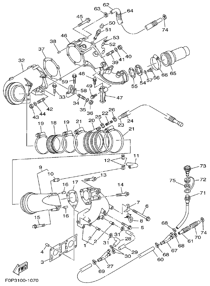 Yamaha XA800A-A EXHAUST 1 parts diagram
