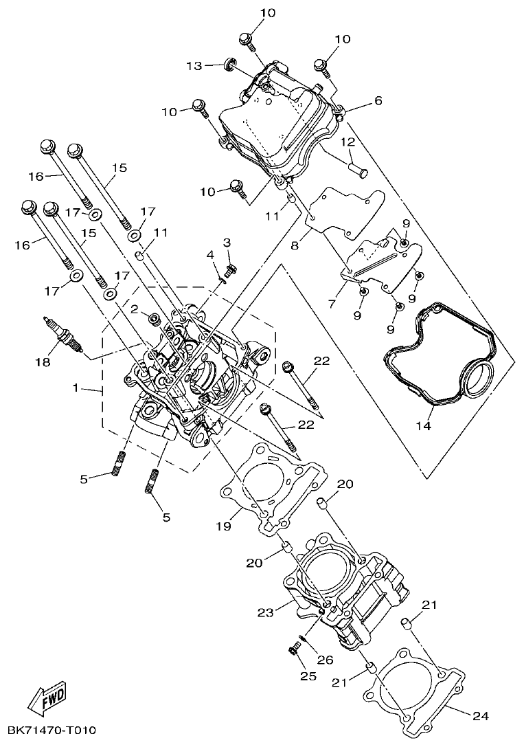 Yamaha YFZ155 CULATA DE CILINDRO parts diagram