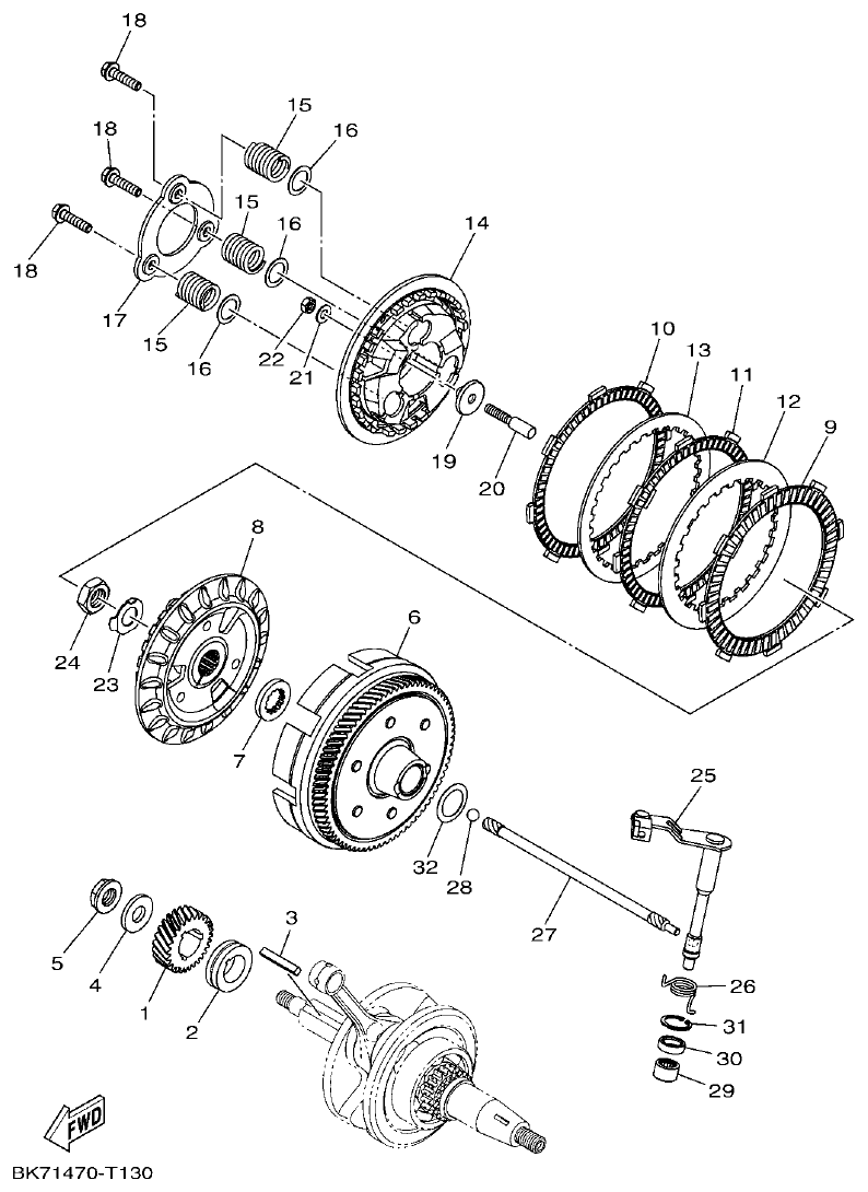 Yamaha YFZ155 EMBRAGUE parts diagram