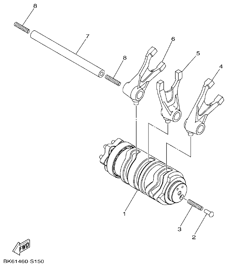 Yamaha YFZ155 LEVA DE CAMBIO & HORQUILLA parts diagram
