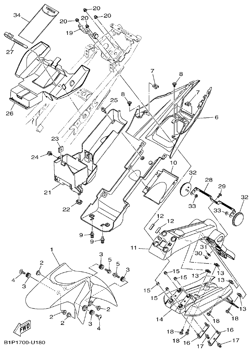 Yamaha YFZ155 GUARDABARRO parts diagram
