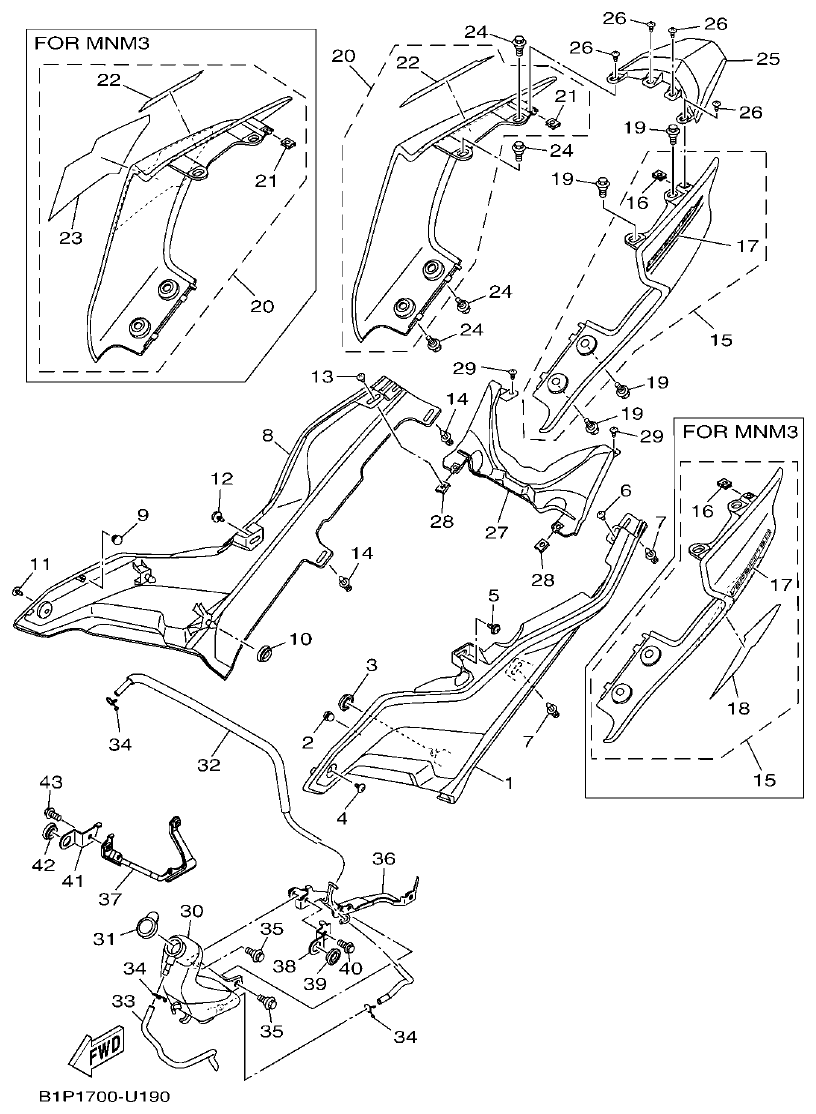 Yamaha YFZ155 CUBIERTA LATERAL parts diagram