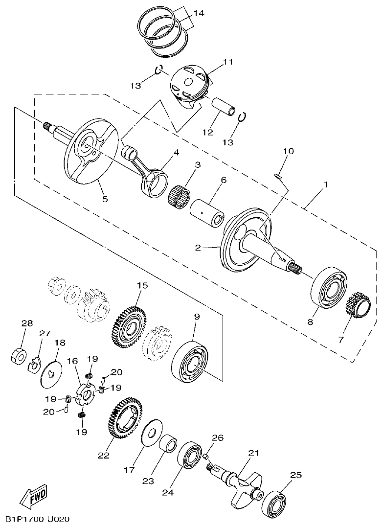 Yamaha YFZ155 CIGUENAL & PISTON parts diagram
