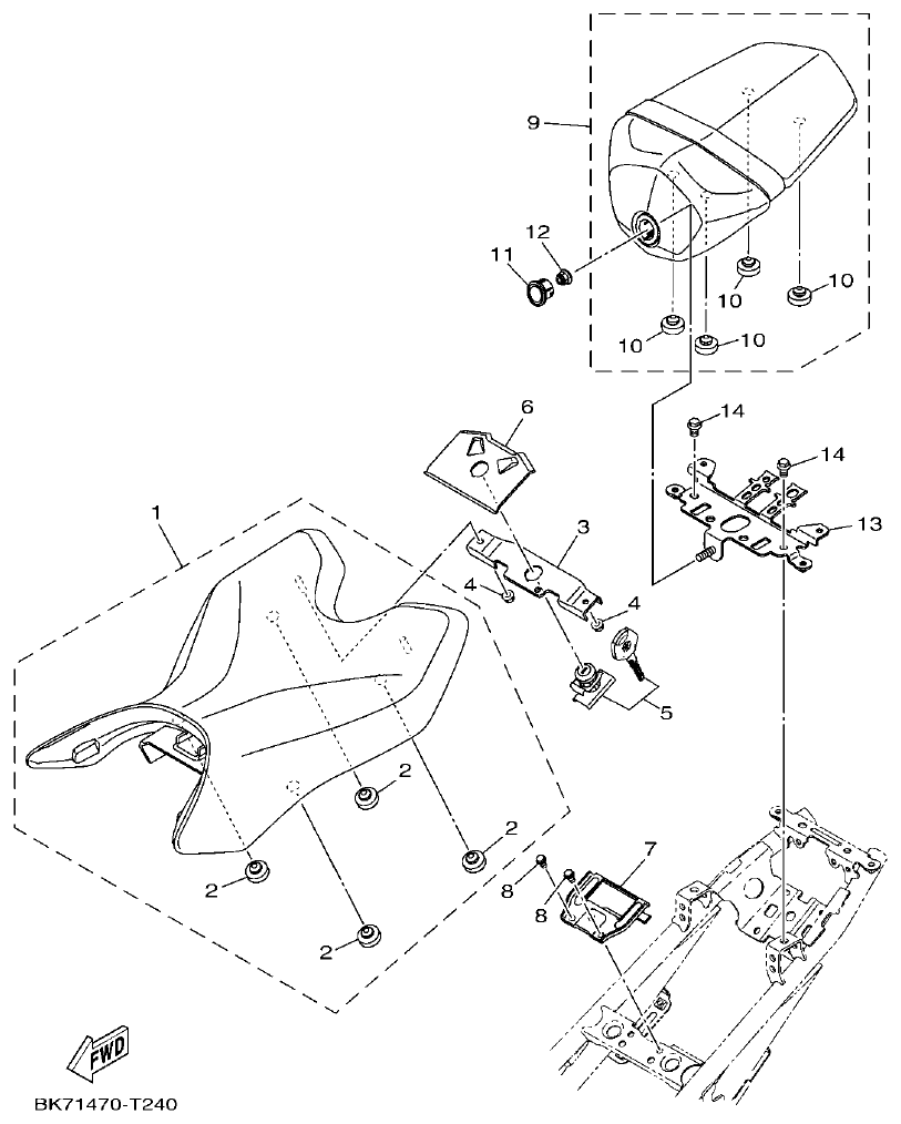 Yamaha YFZ155 ASIENTO parts diagram