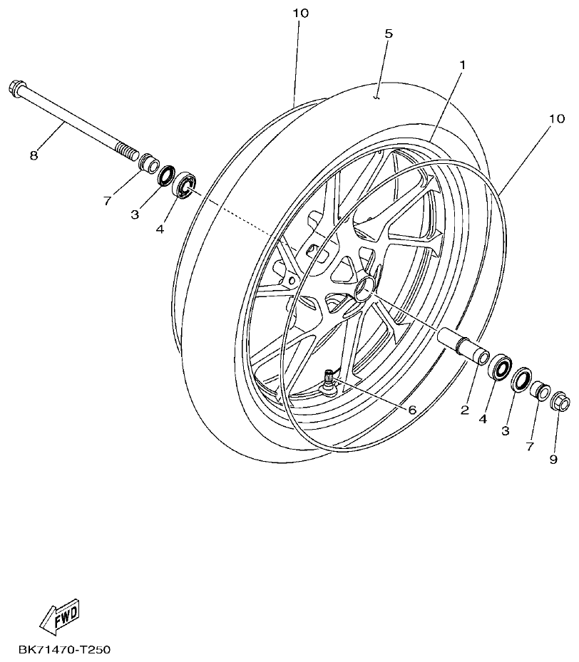 Yamaha YFZ155 RUEDA DELANTERA parts diagram
