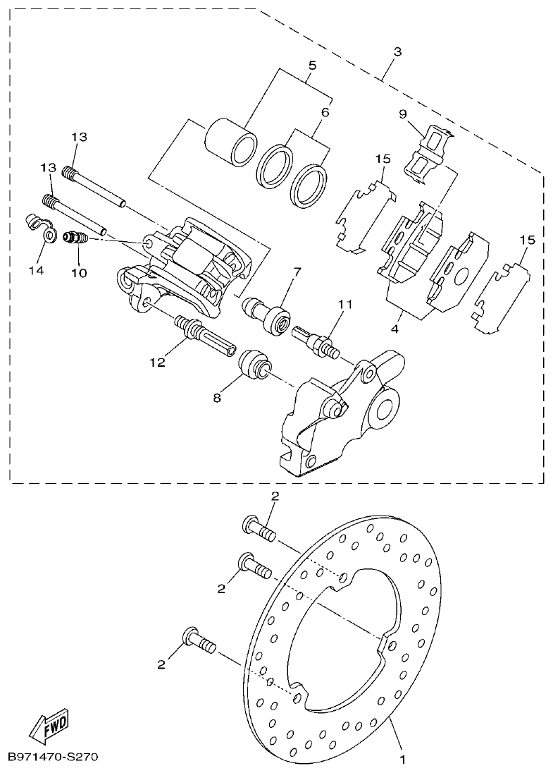 Yamaha YFZ155 CALIBRE FRENO TRASERA parts diagram