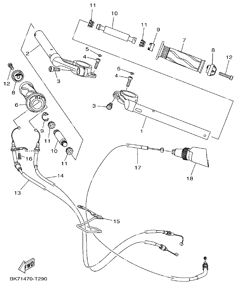 Yamaha YFZ155 MANILLAR & CABLE parts diagram