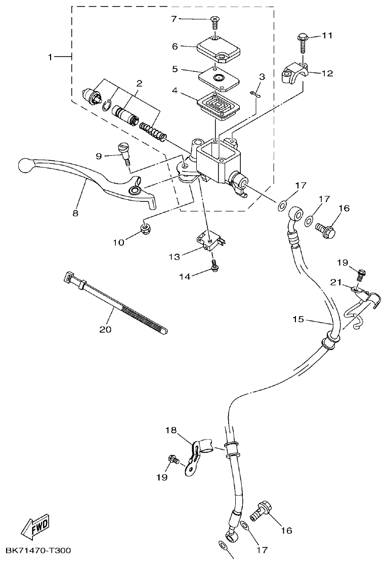 Yamaha YFZ155 CILINDRO MAESTRO DELANTERO parts diagram