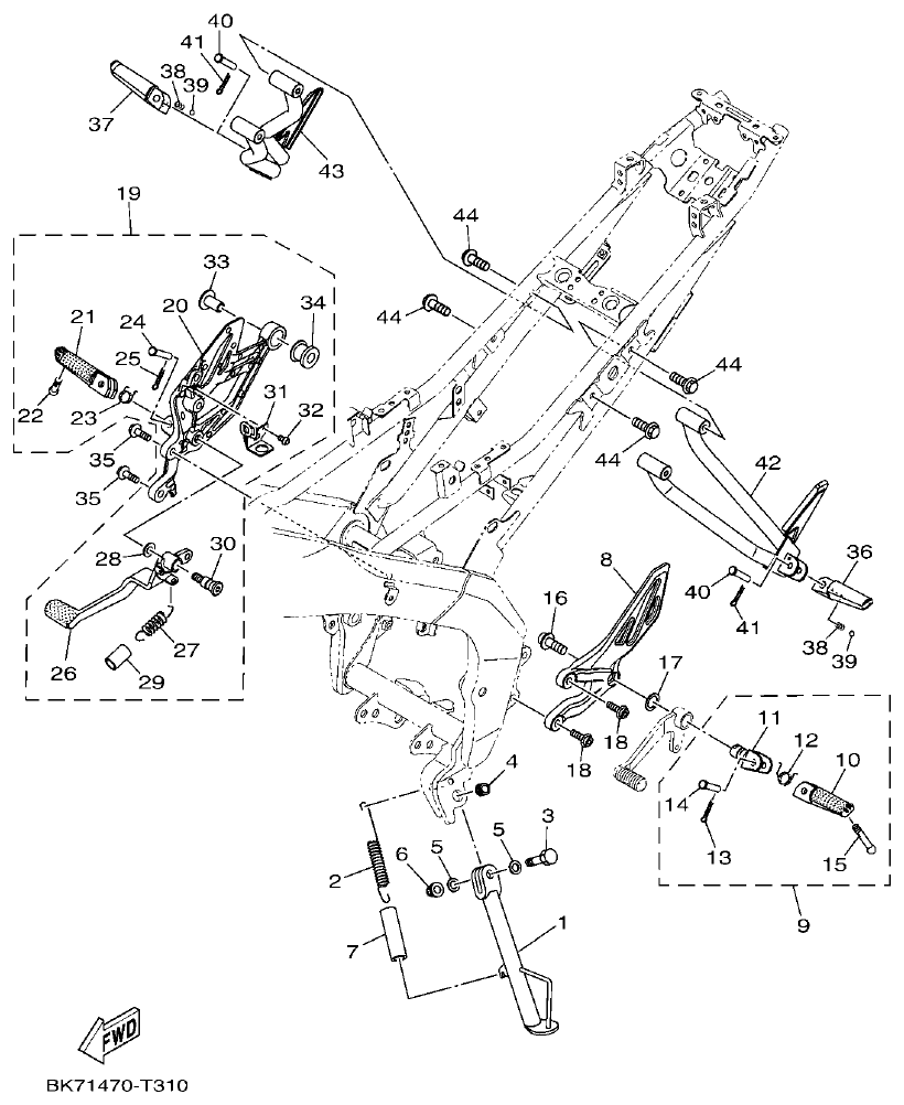 Yamaha YFZ155 SOPORTE & APOYAPIE parts diagram