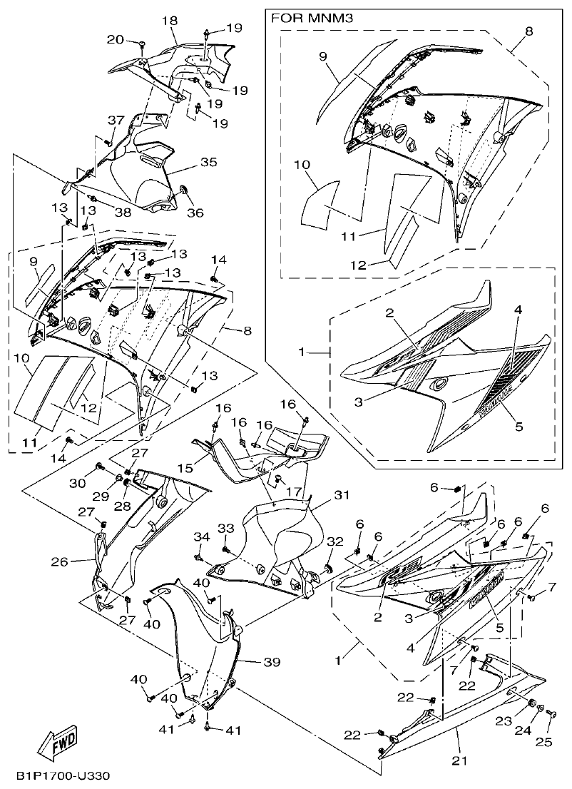 Yamaha YFZ155 PATA PROTEGIDA parts diagram
