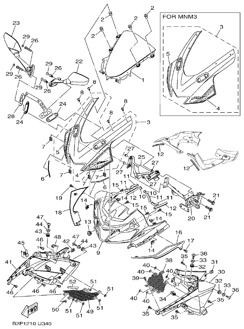 Yamaha YFZ155 PARABRISAS parts diagram