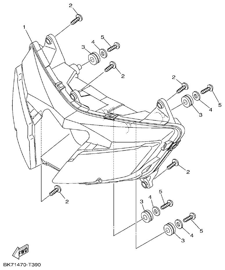 Yamaha YFZ155 FARO DELANTERO parts diagram