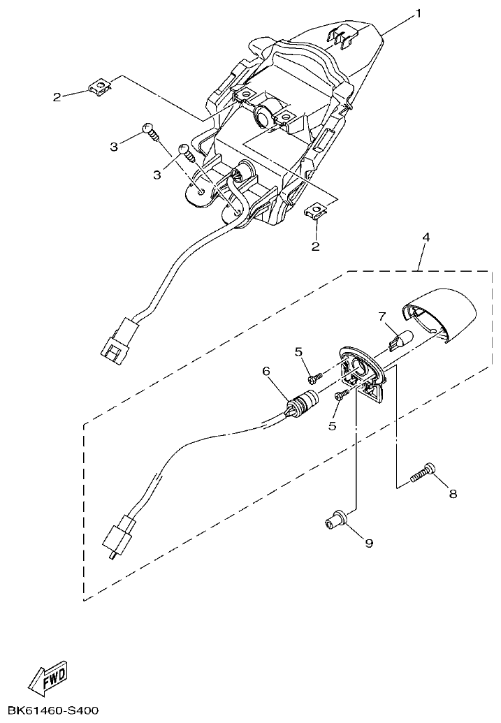 Yamaha YFZ155 LUZ DE COLA parts diagram