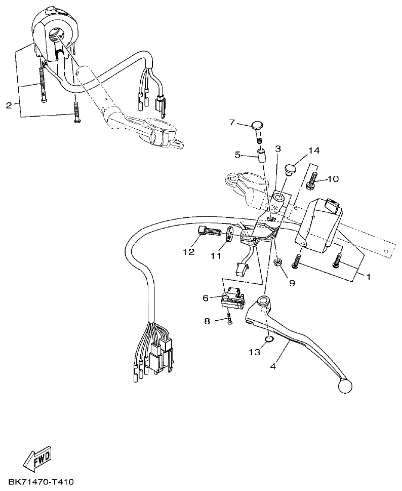 Yamaha YFZ155 INTERRUPTOR DE MANILLAR&PALANC parts diagram