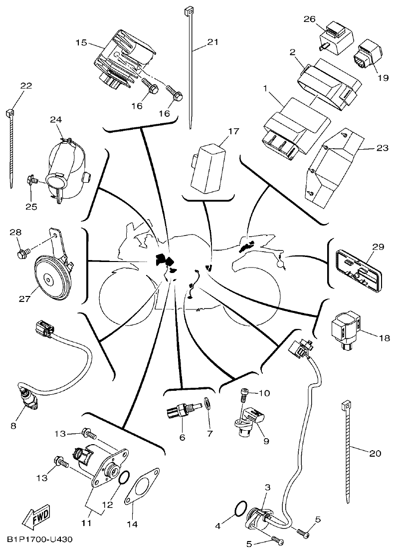 Yamaha YFZ155 EQUIPO ELECTRICO 2 parts diagram