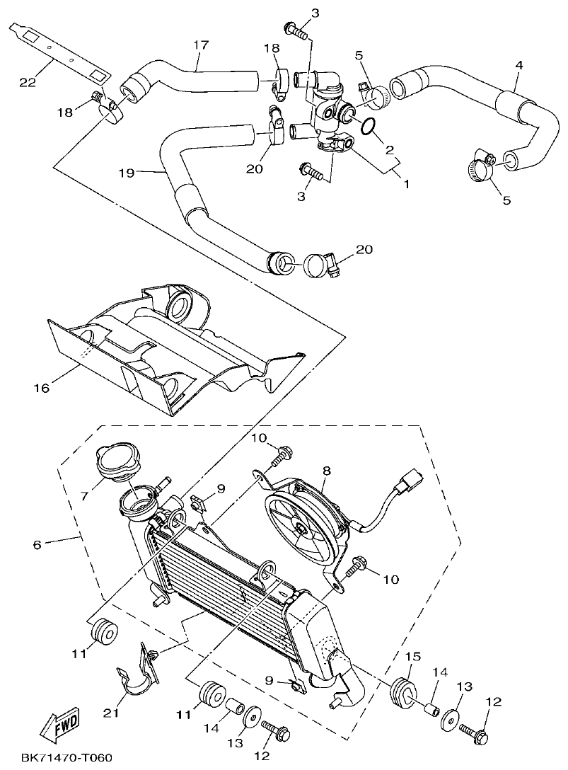 Yamaha YFZ155 RADIADOR & MANGUERA parts diagram